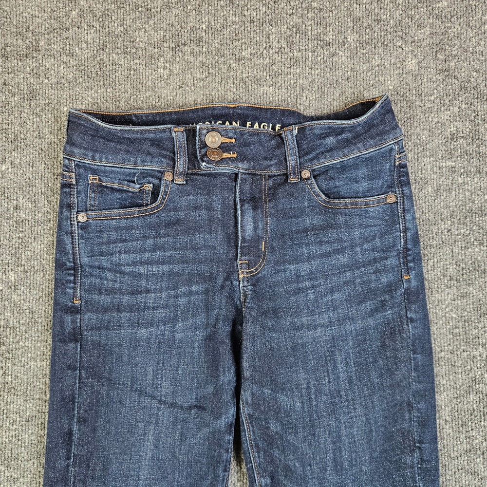 American Eagle Kick Boot Jeans Women 6 X-Short Dark Wash Next Level Stretch READ - Picture 11 of 12